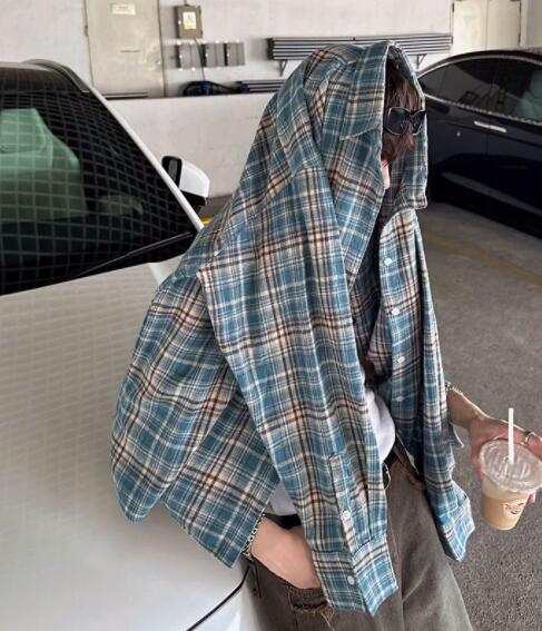 シャツ メンズ 春秋メンズチェック柄長袖シャツ