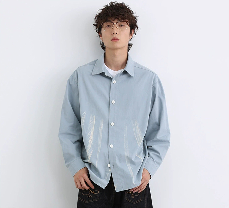 メンズ シャツ メンズ 絞り染め風 長袖シャツ 男女兼用 春秋用