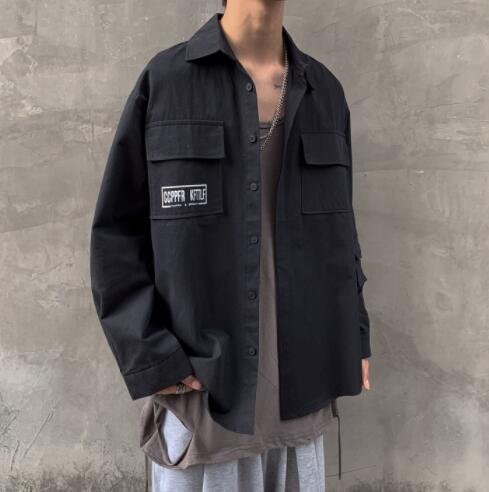 メンズ シャツ 秋冬メンズ長袖ミリタリー風カジュアルシャツ