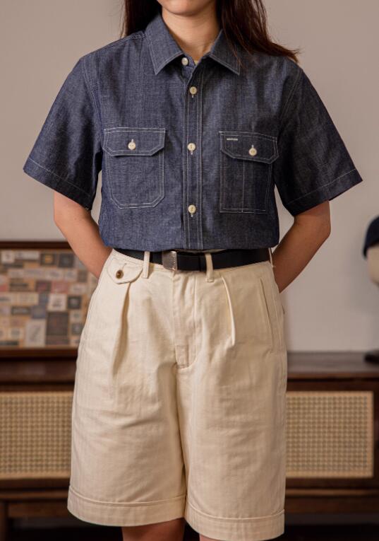 メンズ シャツ 夏季メンズカジュアルデニムシャツ半袖