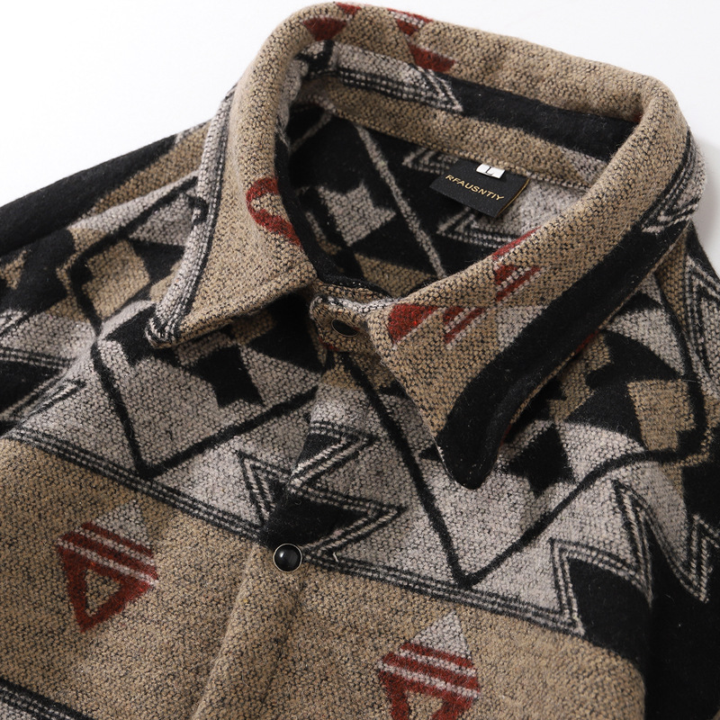 メンズ シャツ エスニック柄長袖シャツ メンズ 男女兼用 秋冬新作