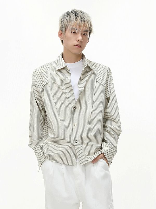 メンズ シャツ メンズ ストライプ柄シャツ 春秋新作