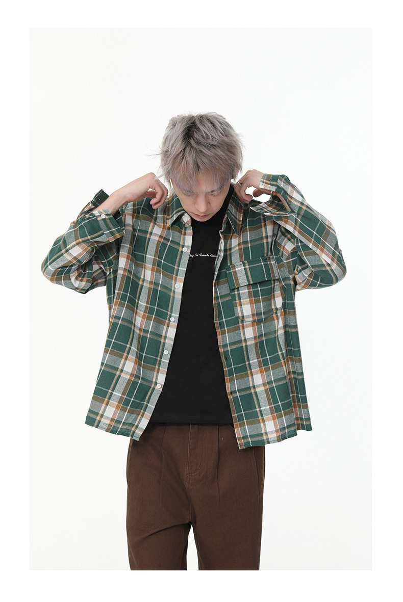 メンズ シャツ チェック柄長袖シャツ メンズ カジュアル 春秋新作 全3色