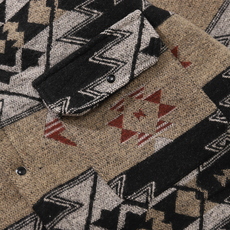 メンズ シャツ エスニック柄長袖シャツ メンズ 男女兼用 秋冬新作