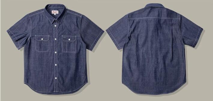 メンズ シャツ 夏季メンズカジュアルデニムシャツ半袖