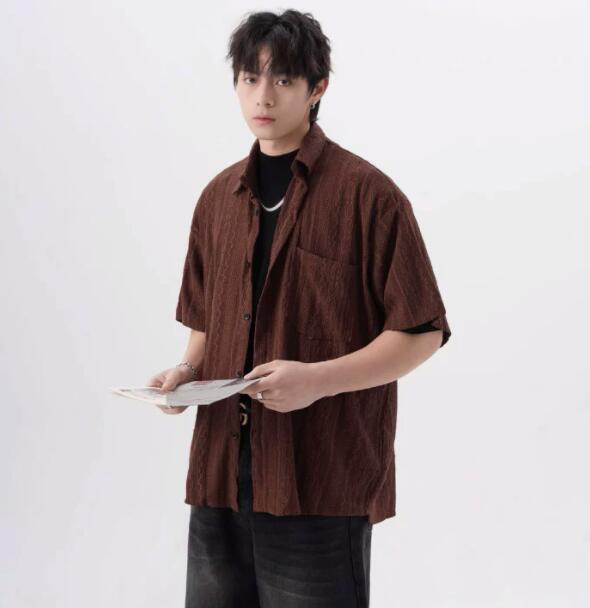 メンズ シャツ メンズ半袖シャツ白無地ゆったり古着風カジュアル