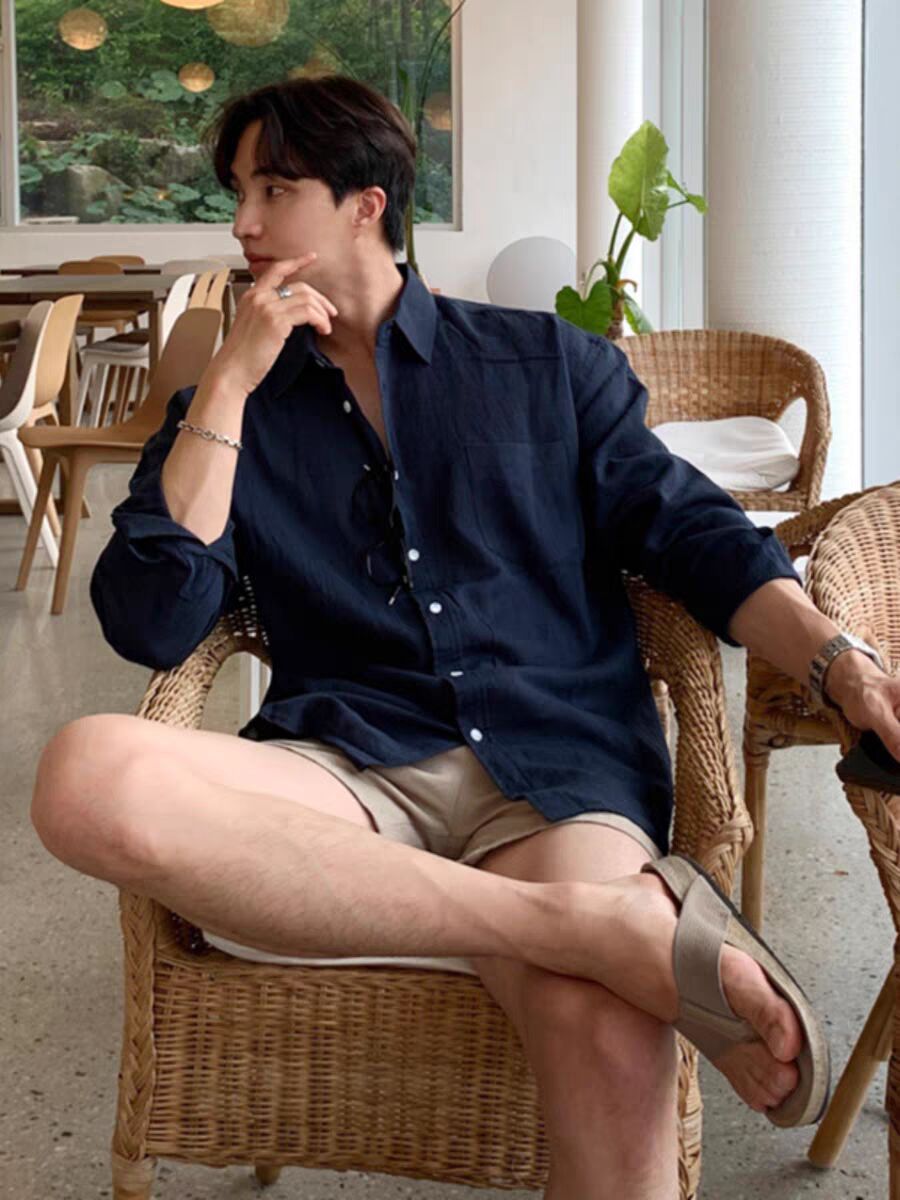 メンズ シャツ メンズ リネン長袖シャツ リラックス カジュアル 全6色