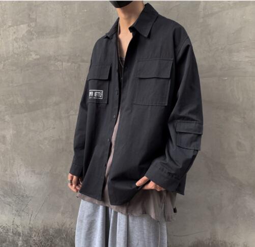 メンズ シャツ 秋冬メンズ長袖ミリタリー風カジュアルシャツ