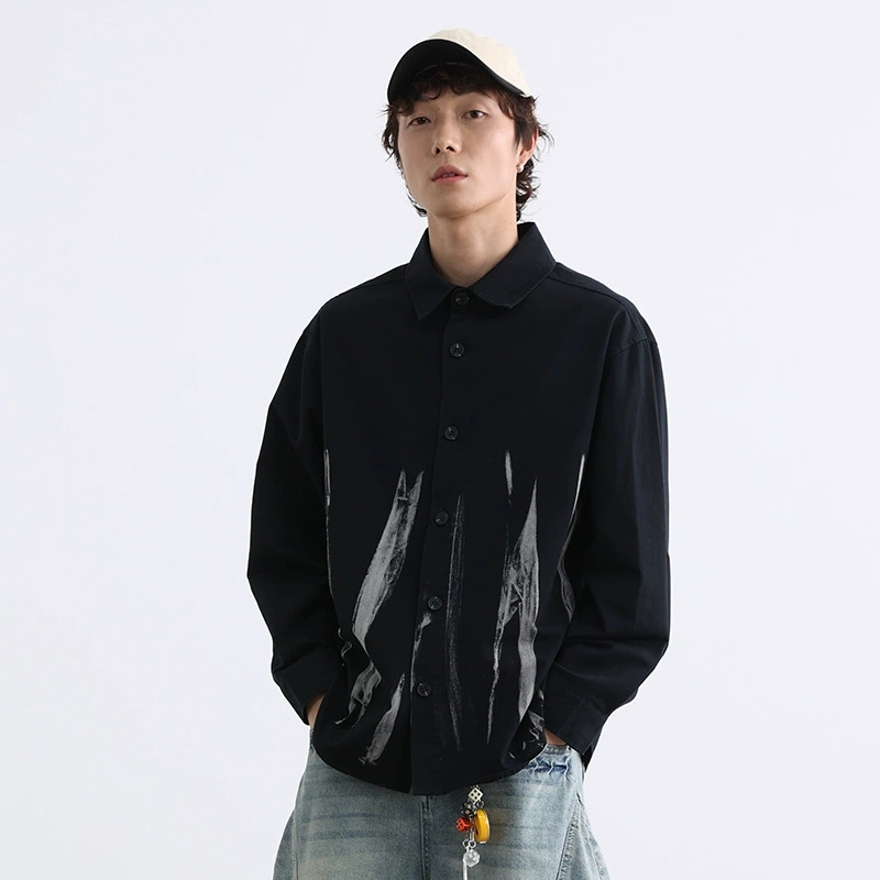 メンズ シャツ メンズ 絞り染め風 長袖シャツ 男女兼用 春秋用