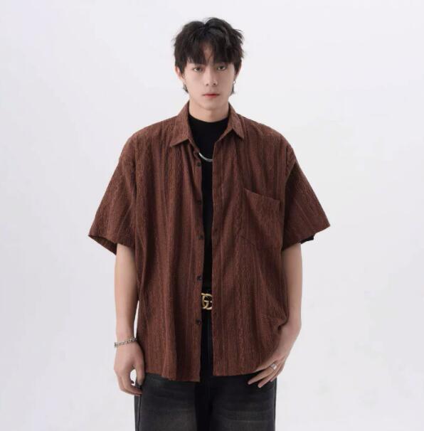 メンズ シャツ メンズ半袖シャツ白無地ゆったり古着風カジュアル