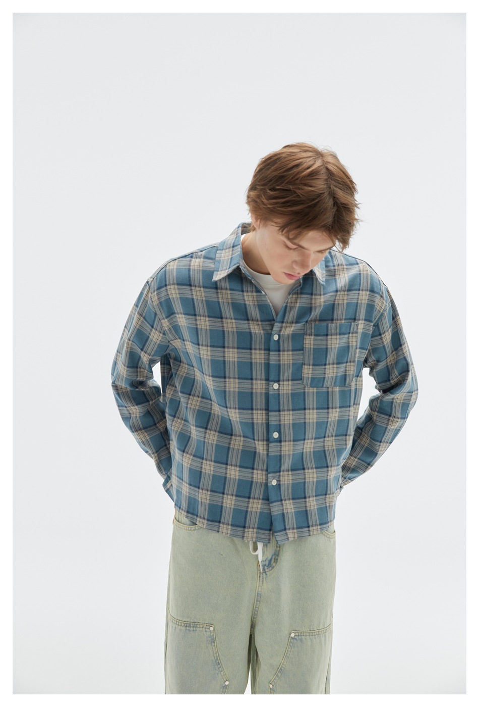 メンズ シャツ メンズ チェック柄 長袖シャツ 春秋 全2色