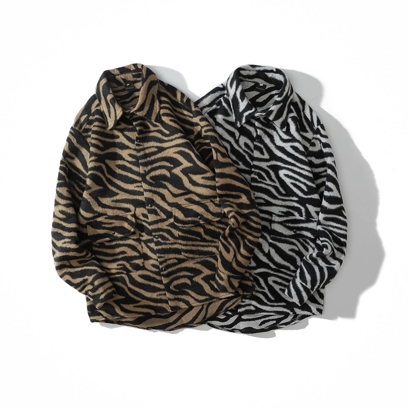 メンズ シャツ ゼブラ柄長袖シャツ男女兼用ストリート系秋冬新作