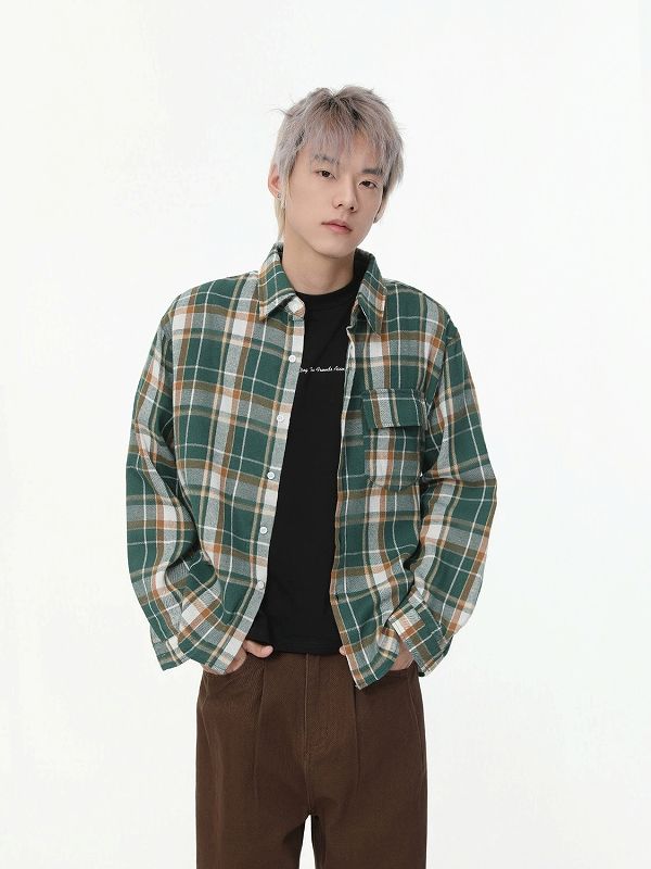 メンズ シャツ チェック柄長袖シャツ メンズ カジュアル 春秋新作 全3色