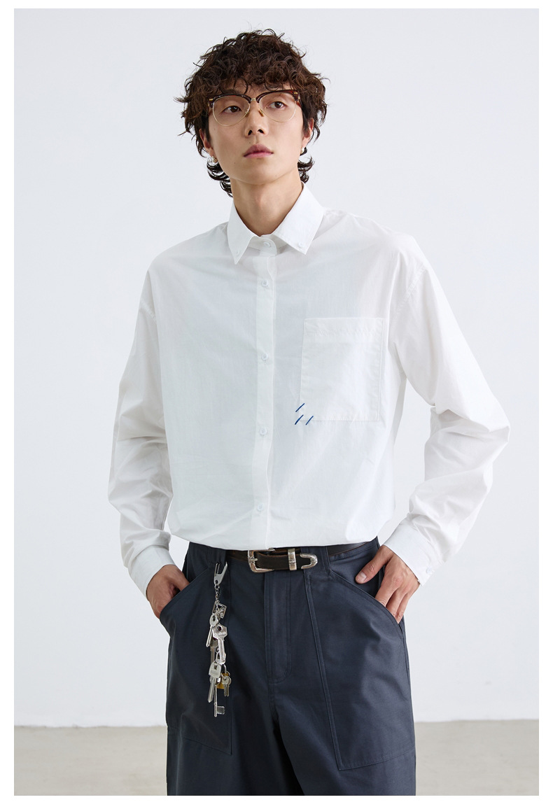メンズ シャツ メンズ無地長袖シャツ男女兼用ストリート系春秋新作