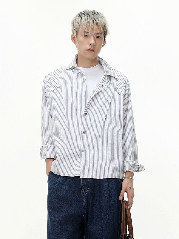 メンズ シャツ メンズ ストライプ柄シャツ 春秋新作