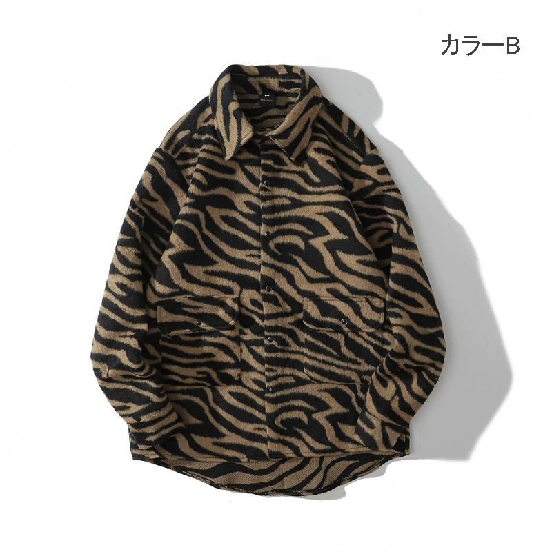 メンズ シャツ ゼブラ柄長袖シャツ男女兼用ストリート系秋冬新作