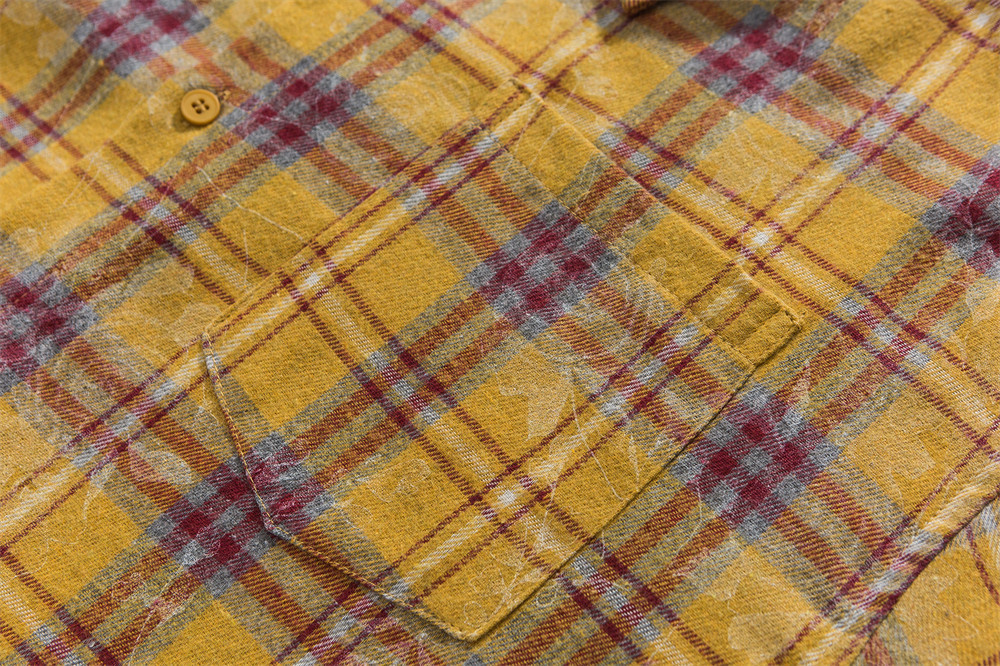 メンズ シャツ メンズ チェック柄シャツ フリンジ付き カジュアル 長袖