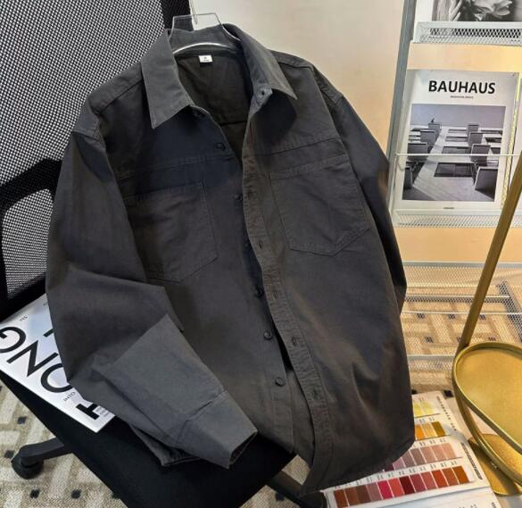 シャツ メンズ メンズ 長袖ワークシャツ カジュアル無地シャツ