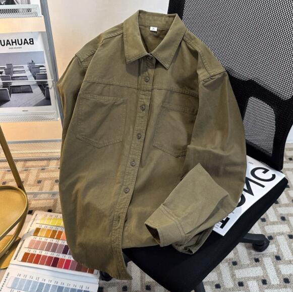 シャツ メンズ メンズ 長袖ワークシャツ カジュアル無地シャツ