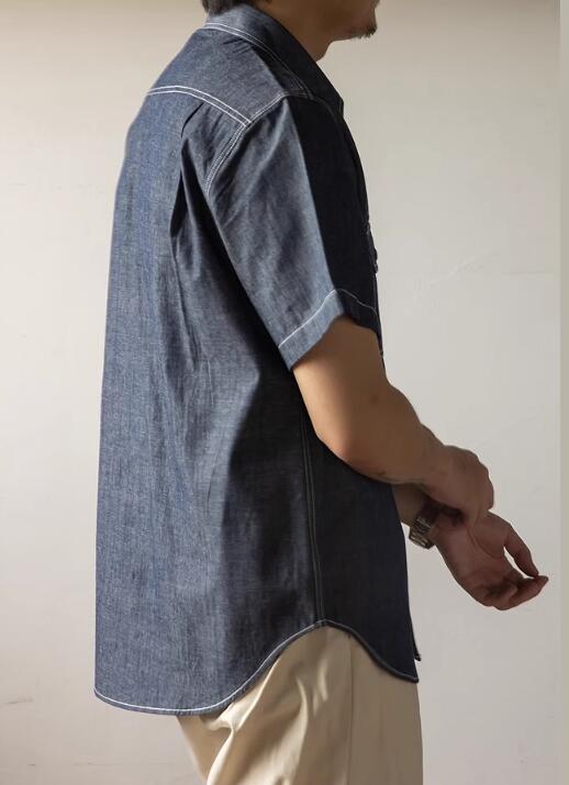 メンズ シャツ 夏季メンズカジュアルデニムシャツ半袖