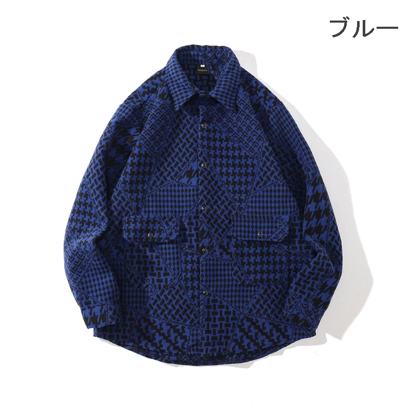 メンズ シャツ メンズ エスニック風 長袖シャツ 幾何学模様 秋冬新作