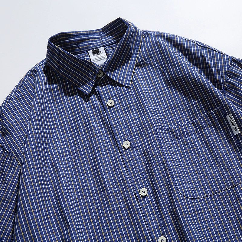 メンズ シャツ メンズ チェック柄 長袖シャツ ブルー系 カジュアル