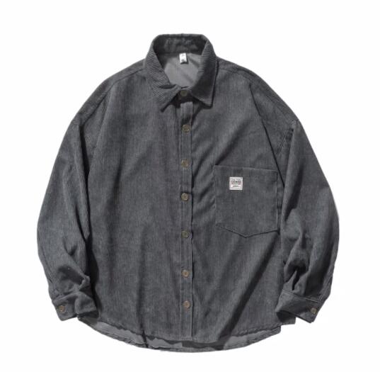 メンズ シャツ 秋冬メンズカーキコーデュロイ長袖シャツ