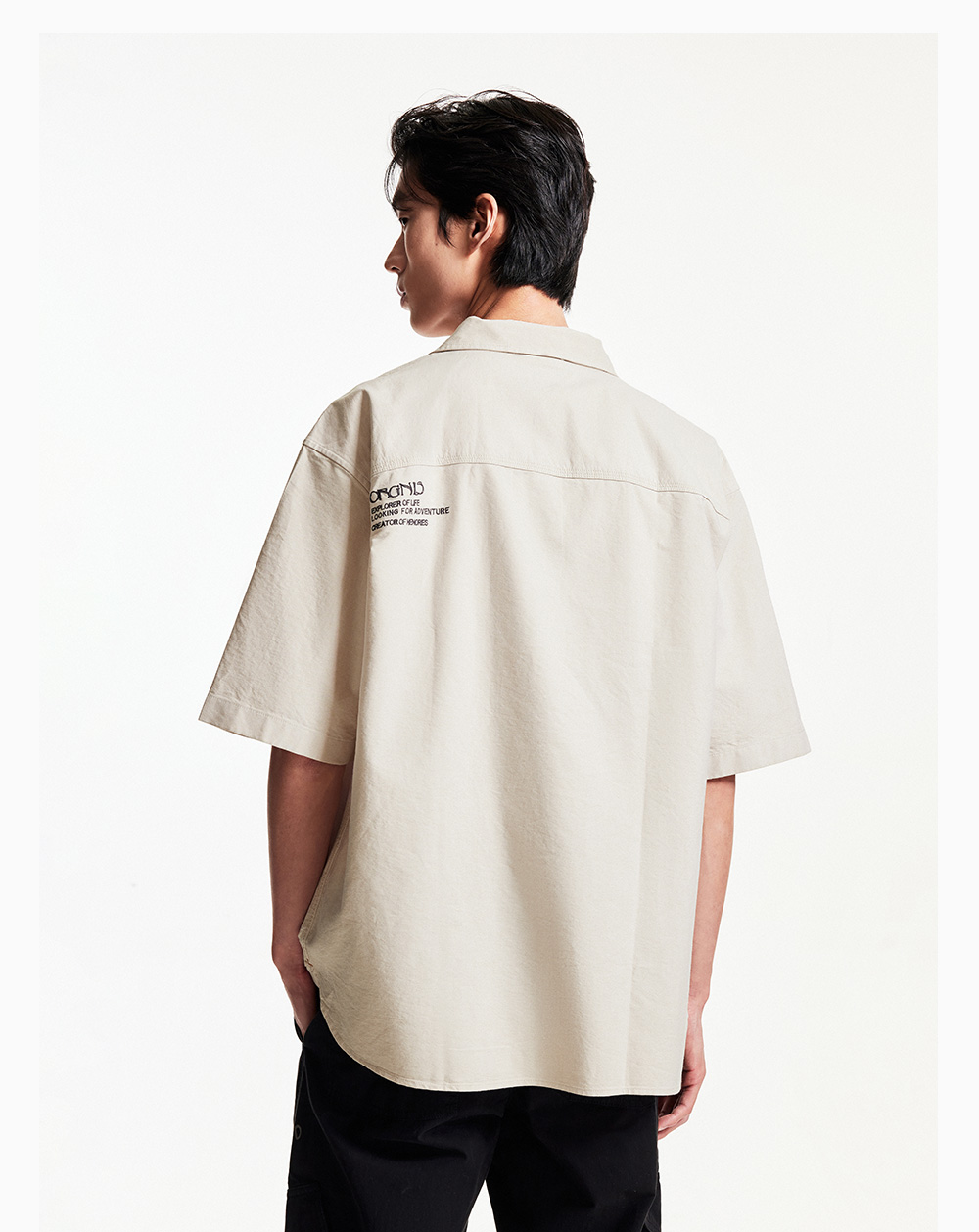 シャツ メンズ 冒険メッセージ半袖柄シャツ