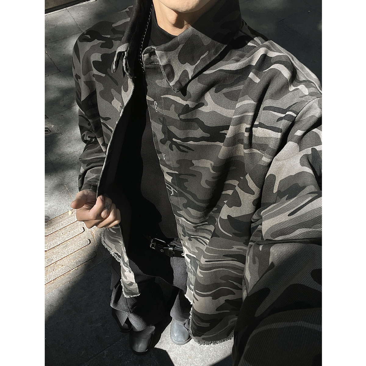 メンズ シャツ 迷彩柄長袖シャツ メンズ ミリタリー風