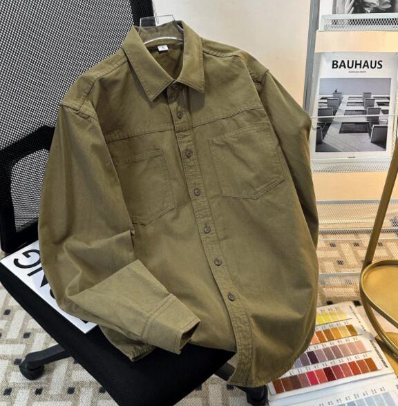シャツ メンズ メンズ 長袖ワークシャツ カジュアル無地シャツ