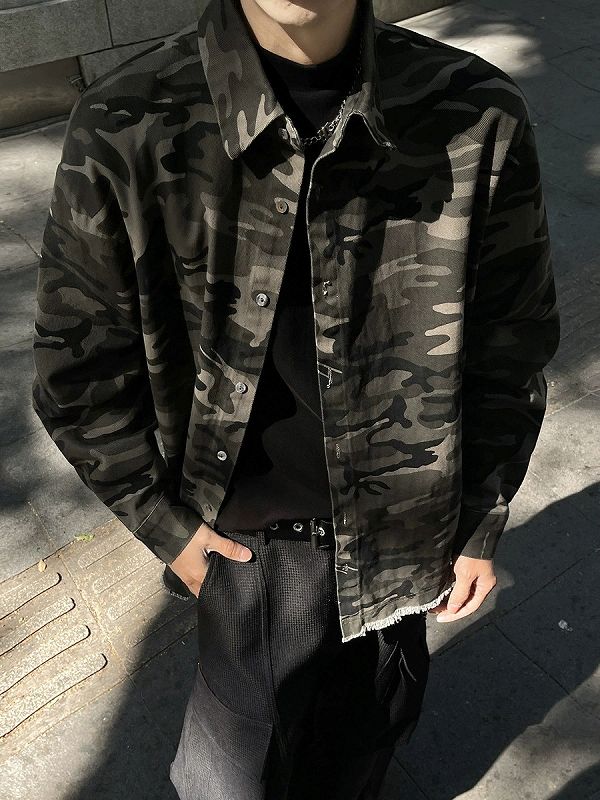 メンズ シャツ 迷彩柄長袖シャツ メンズ ミリタリー風