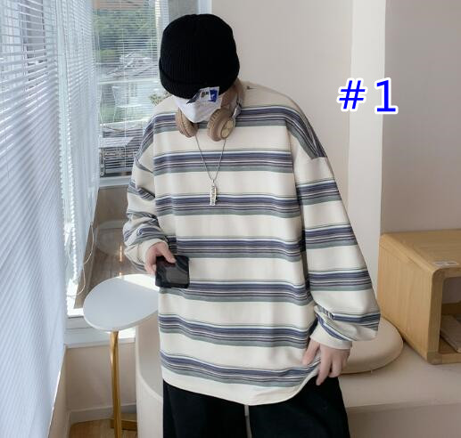 メンズ シャツ 秋冬メンズ長袖ボーダー柄シャツ