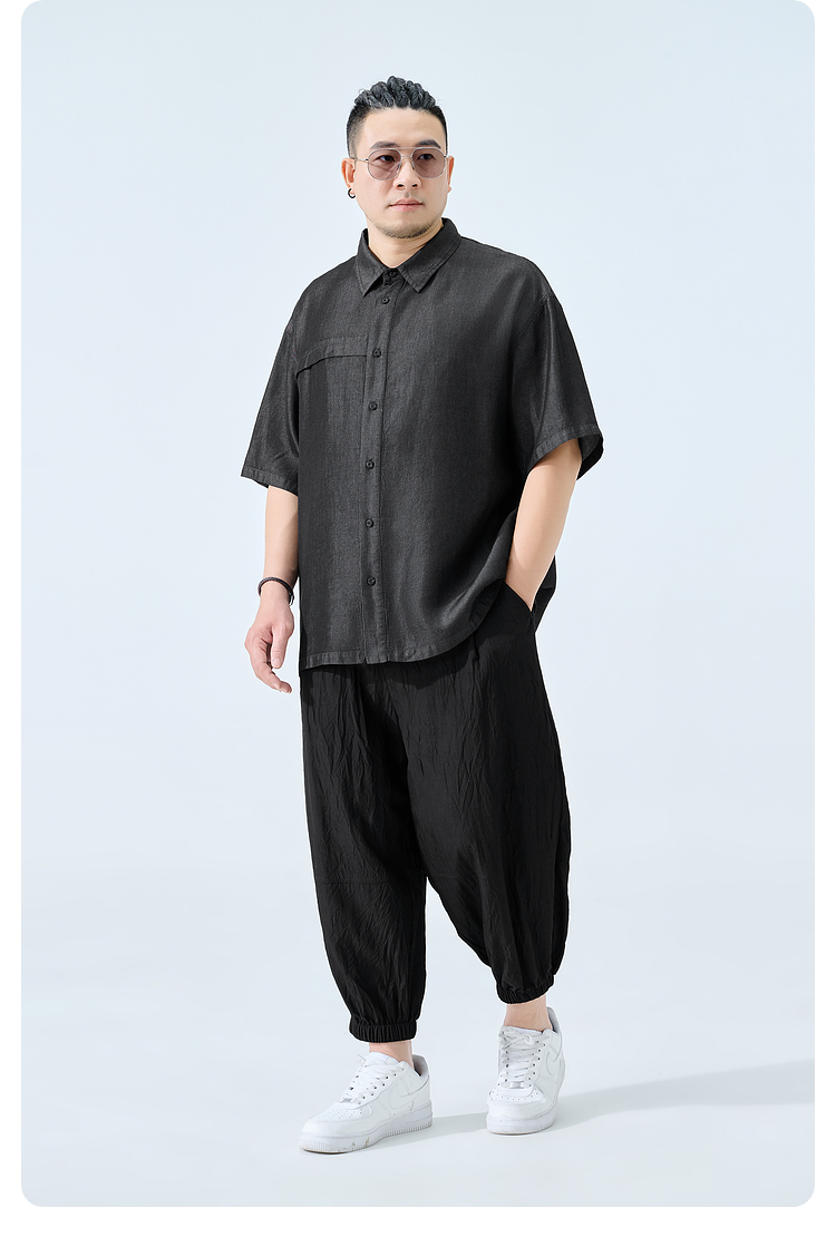シャツ メンズ 余裕シルエット 半袖デニムシャツ