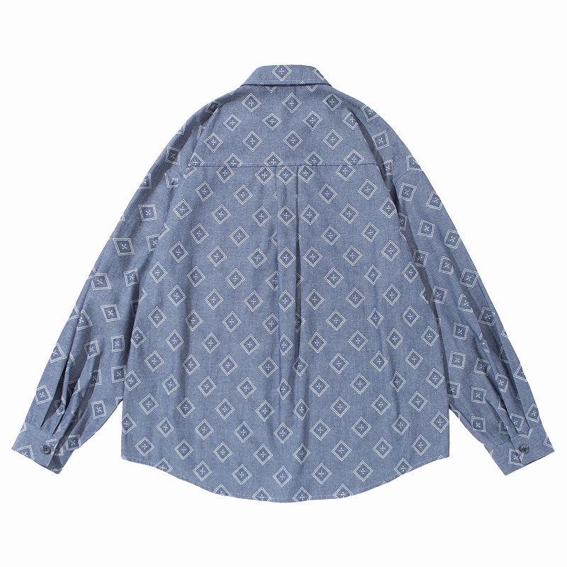 メンズ シャツ メンズ 民族風 幾何学模様 長袖シャツ