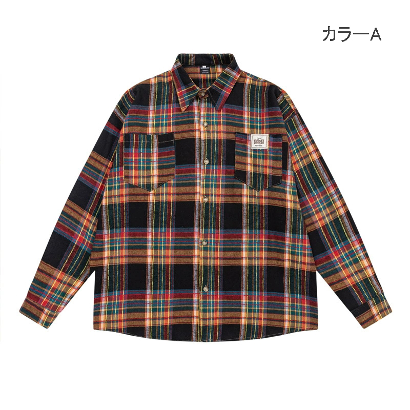 メンズ シャツ メンズチェック柄長袖シャツ秋冬新作全2色