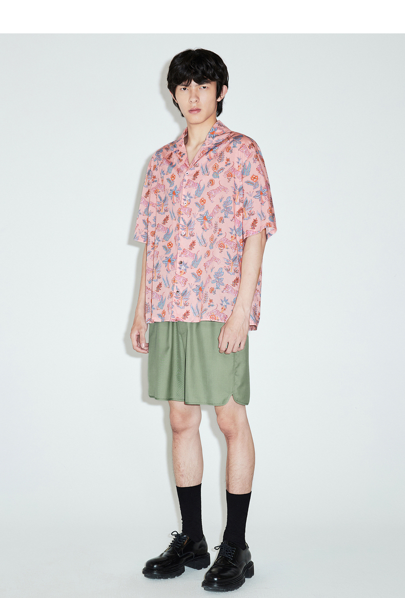 シャツ メンズ 柄シャツ 南国の花々 リゾート風半袖シャツ