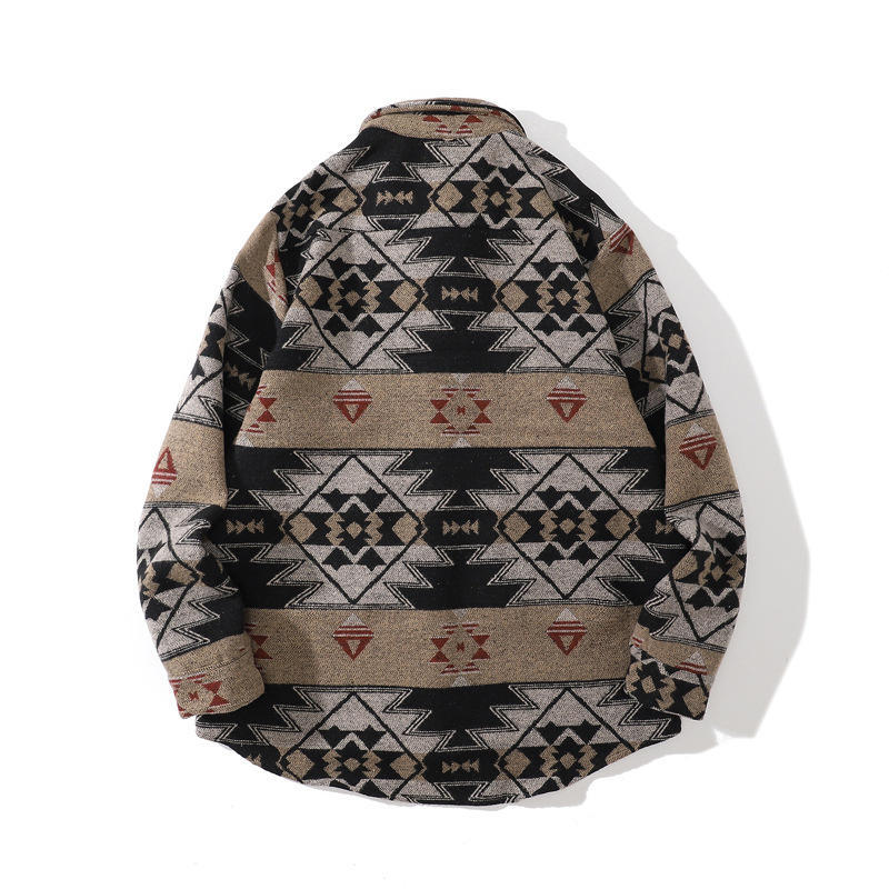 メンズ シャツ エスニック柄長袖シャツ メンズ 男女兼用 秋冬新作