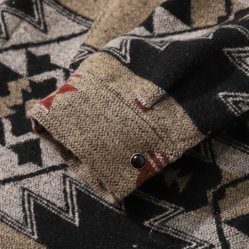 メンズ シャツ エスニック柄長袖シャツ メンズ 男女兼用 秋冬新作