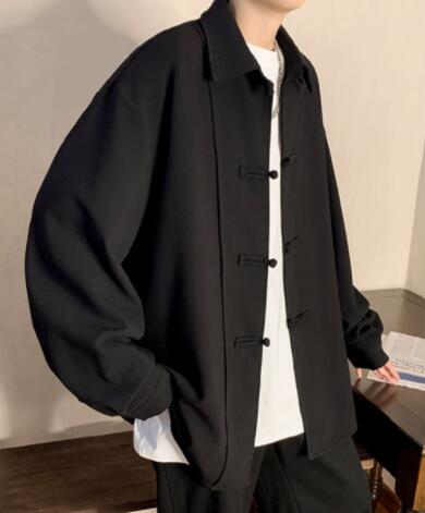 メンズ シャツ 中華風長袖カジュアルシャツ チャイナボタン