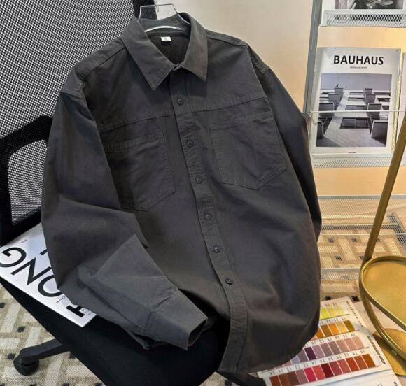 シャツ メンズ メンズ 長袖ワークシャツ カジュアル無地シャツ