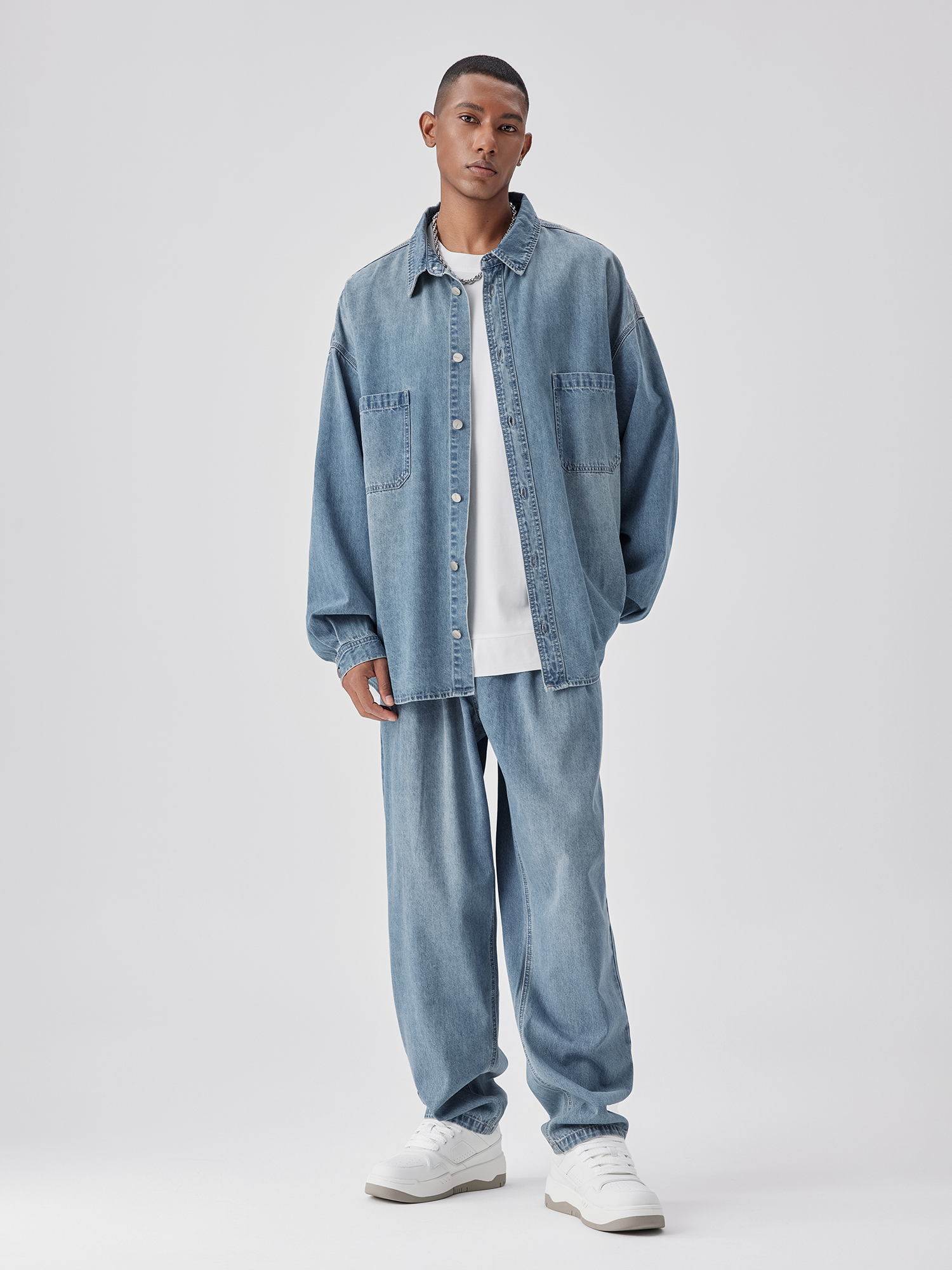 シャツ メンズ デニムシャツ ゆったりシルエット デニムシャツ