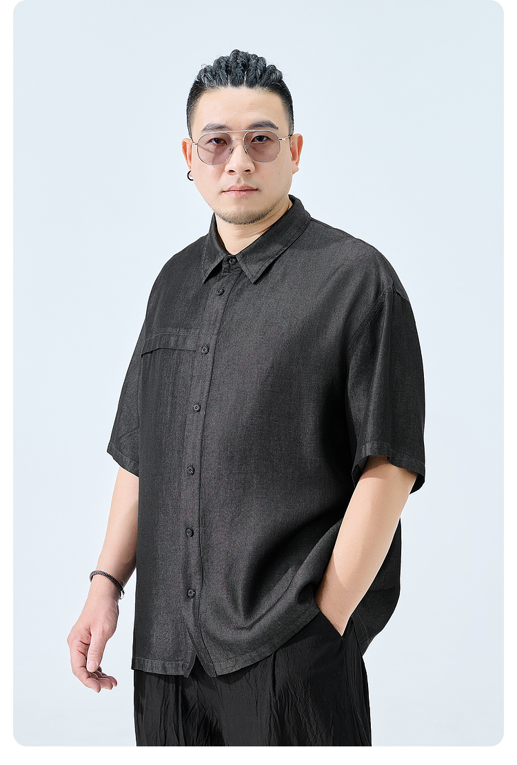 シャツ メンズ 余裕シルエット 半袖デニムシャツ