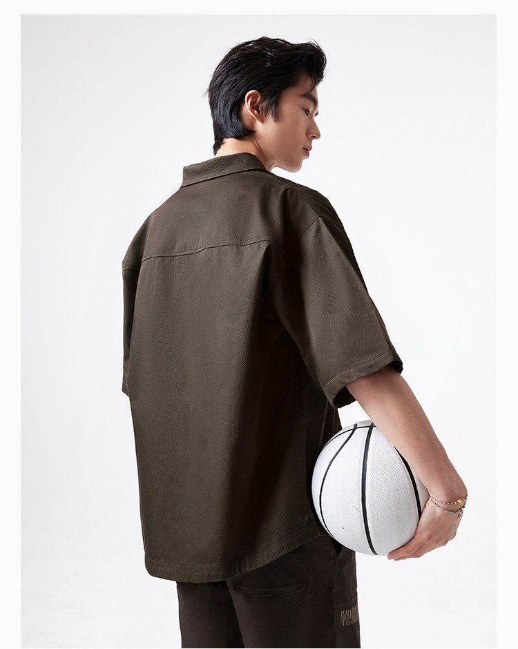 シャツ メンズ ストリートワークスタンドカラーシャツ