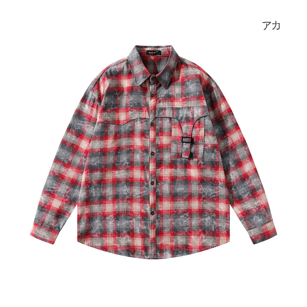 メンズ シャツ メンズ ヴィンテージ風 チェック柄 長袖シャツ 春秋対応