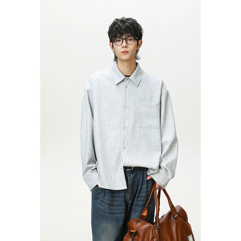 メンズ シャツ メンズ 無地 長袖シャツ カジュアル 春秋 新作