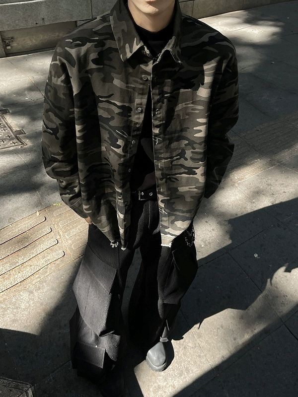 メンズ シャツ 迷彩柄長袖シャツ メンズ ミリタリー風