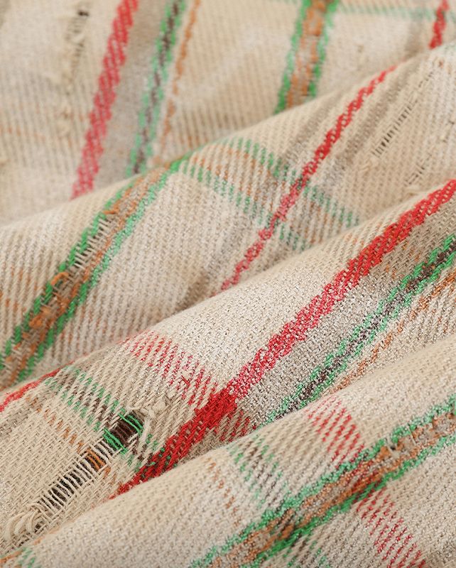 メンズ シャツ ダメージ加工チェック柄長袖シャツ