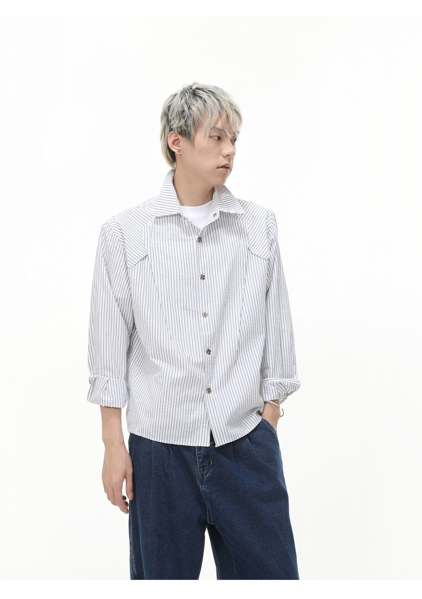 メンズ シャツ メンズ ストライプ柄シャツ 春秋新作