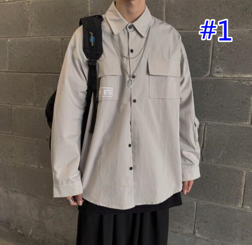 メンズ シャツ 秋冬メンズ長袖ミリタリー風カジュアルシャツ
