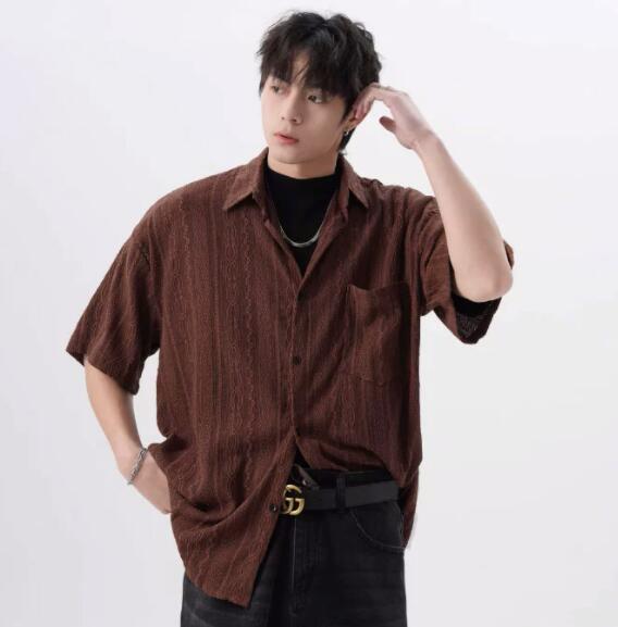 メンズ シャツ メンズ半袖シャツ白無地ゆったり古着風カジュアル